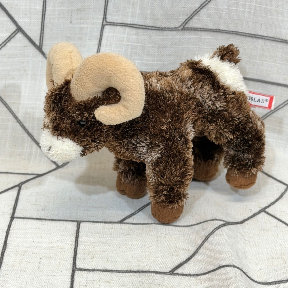 Douglas‎ Bighorn Sheep Plush 7" Brown White Ram Stuffed Animal 2010